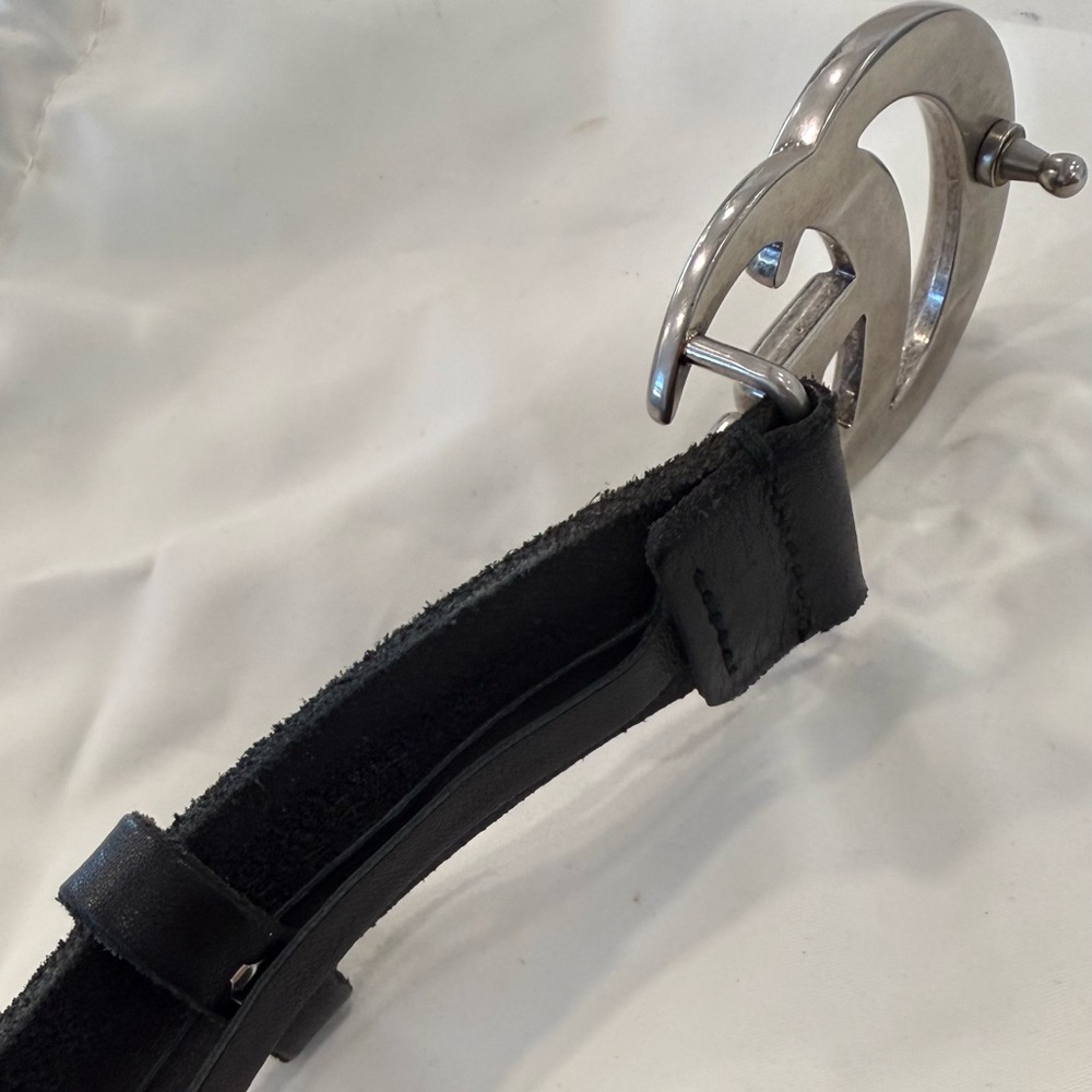 Gucci Black Belt with Silver GG Buckle - Picture 7 of 10